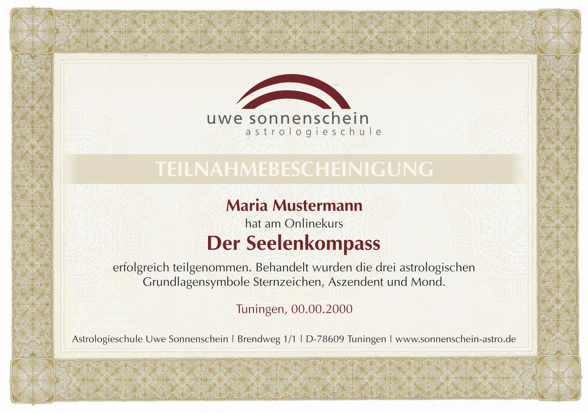 Muster Teilnahmebescheiningung